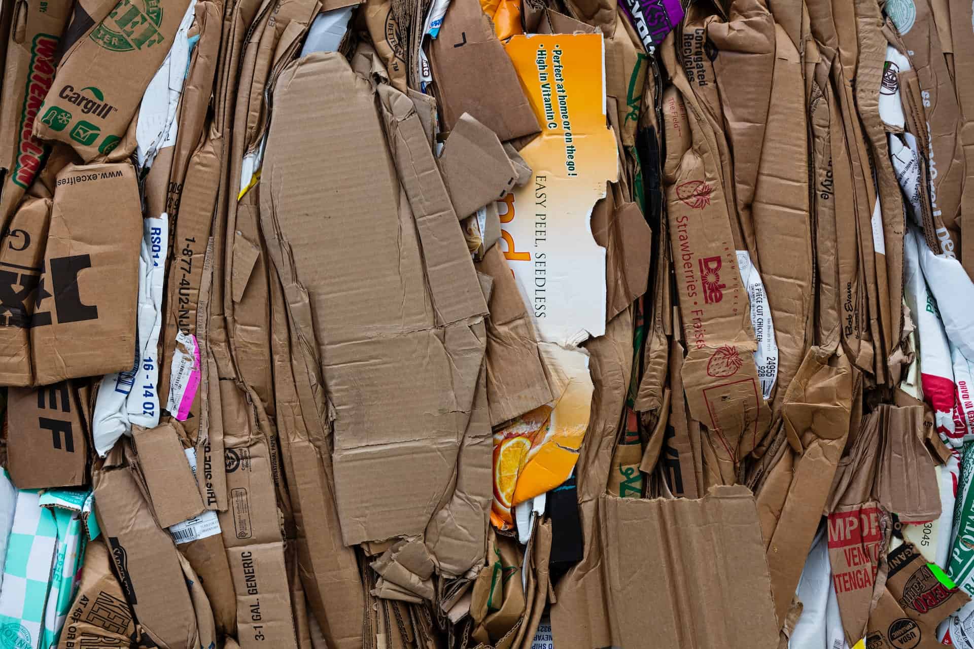 Cardboard recycling. Image by Jon Moore from Unsplash.