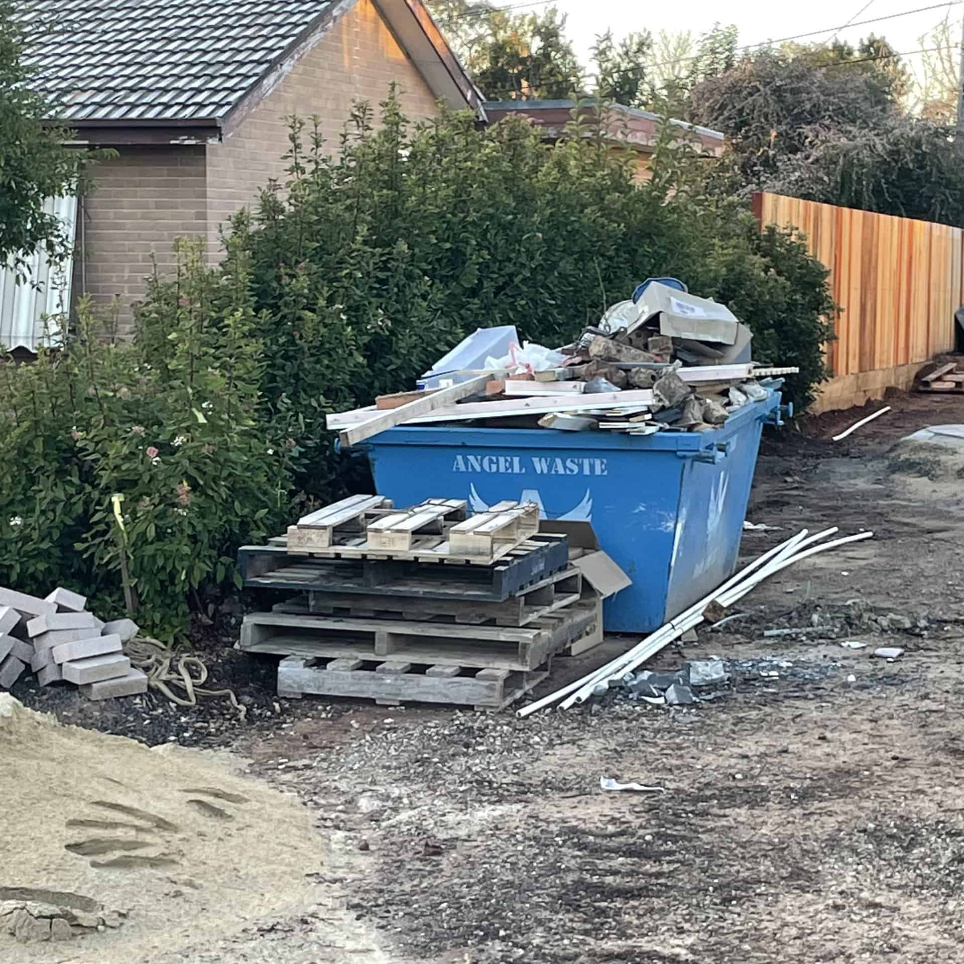 An example of an overloaded skip bin.